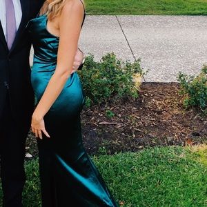 Emerald green wedding guest dress